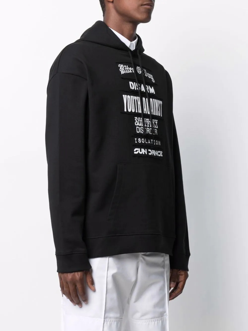 patch-detail cotton hoodie - 3