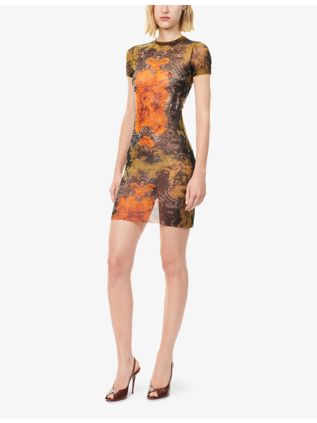 Printed Short-Sleeves Woven Mini Dress - 3