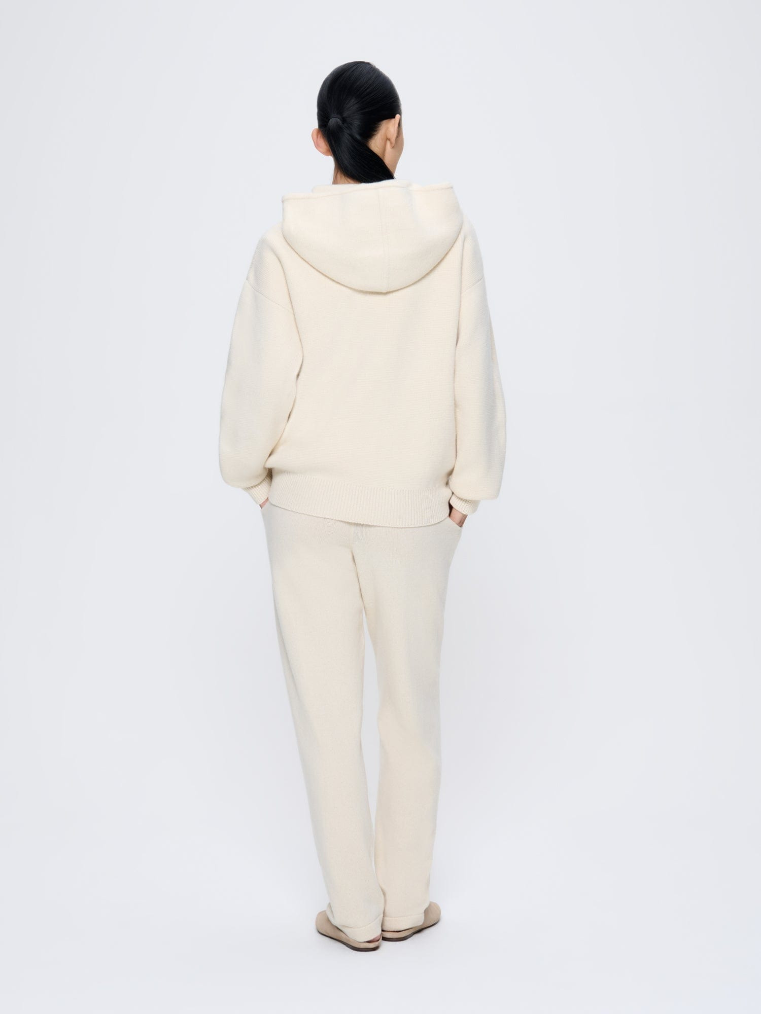 Women's DNA Recycled Cashmere Tapered Track Pants - Ecru Ivory - 5