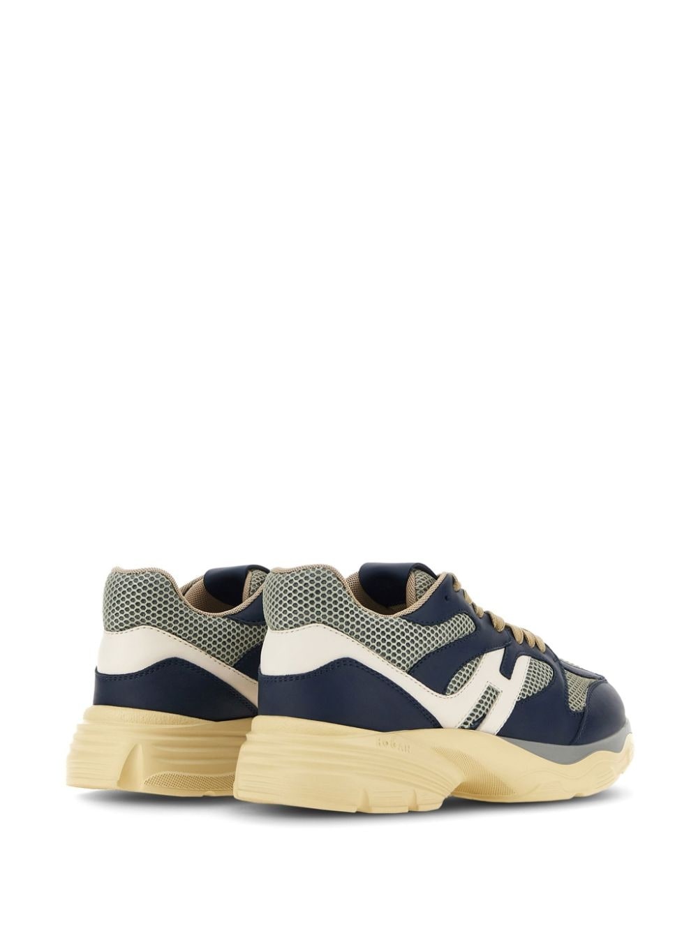 panelled leather sneakers - 3