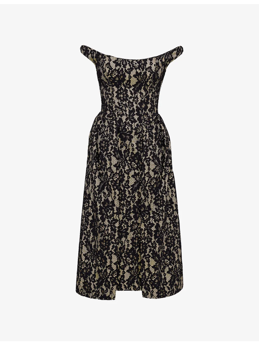 Charming Off-Shoulder Lace Midi Dress - 1