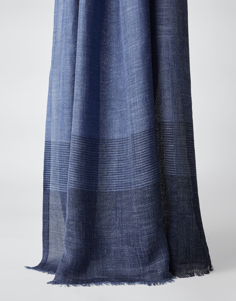 Silk and linen chevron scarf with stripes 1