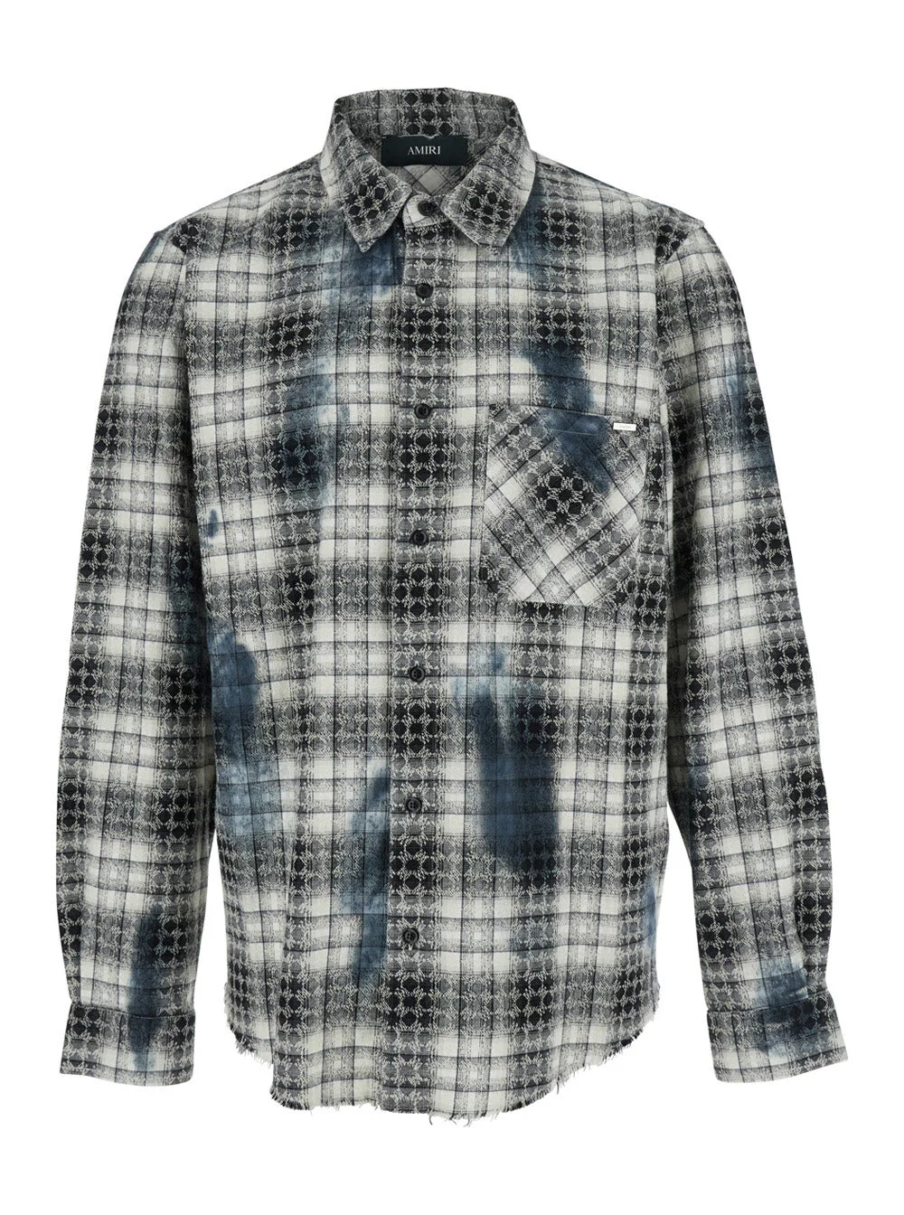 Amiri Men Grey Shirt With Check Pattern And Logo Lettering On The Back In Flannel Man - 1