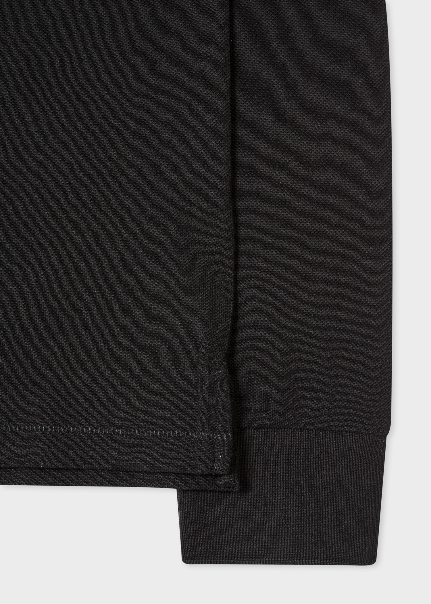 Black Cotton Zebra Logo Long-Sleeve Polo Shirt - 3