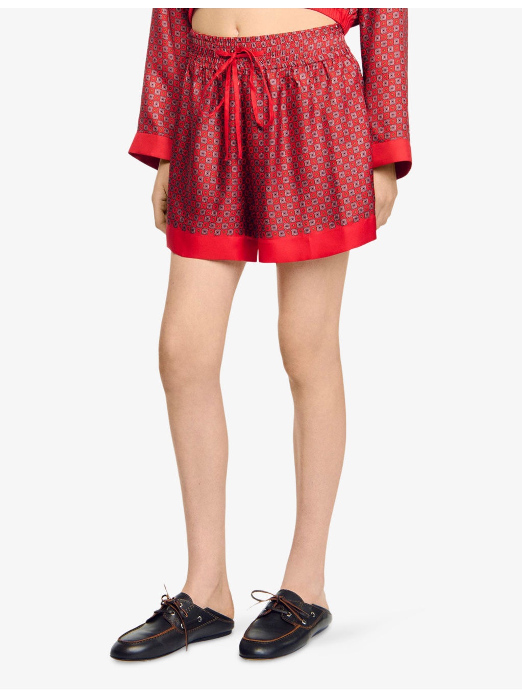 Scarf-Print Drawstring-Waist Woven Shorts - 3