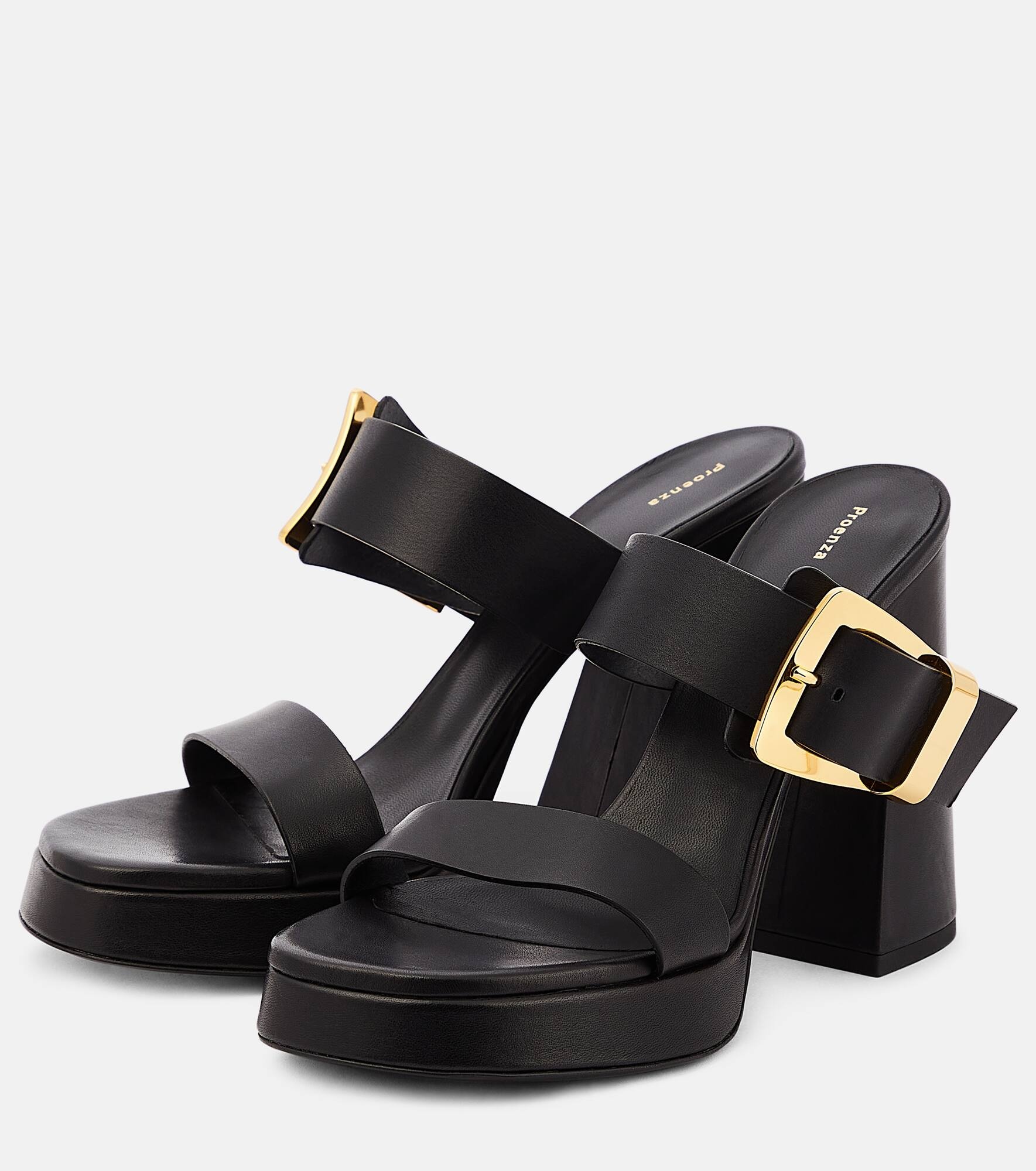 Buckle Slide leather platform mules - 5
