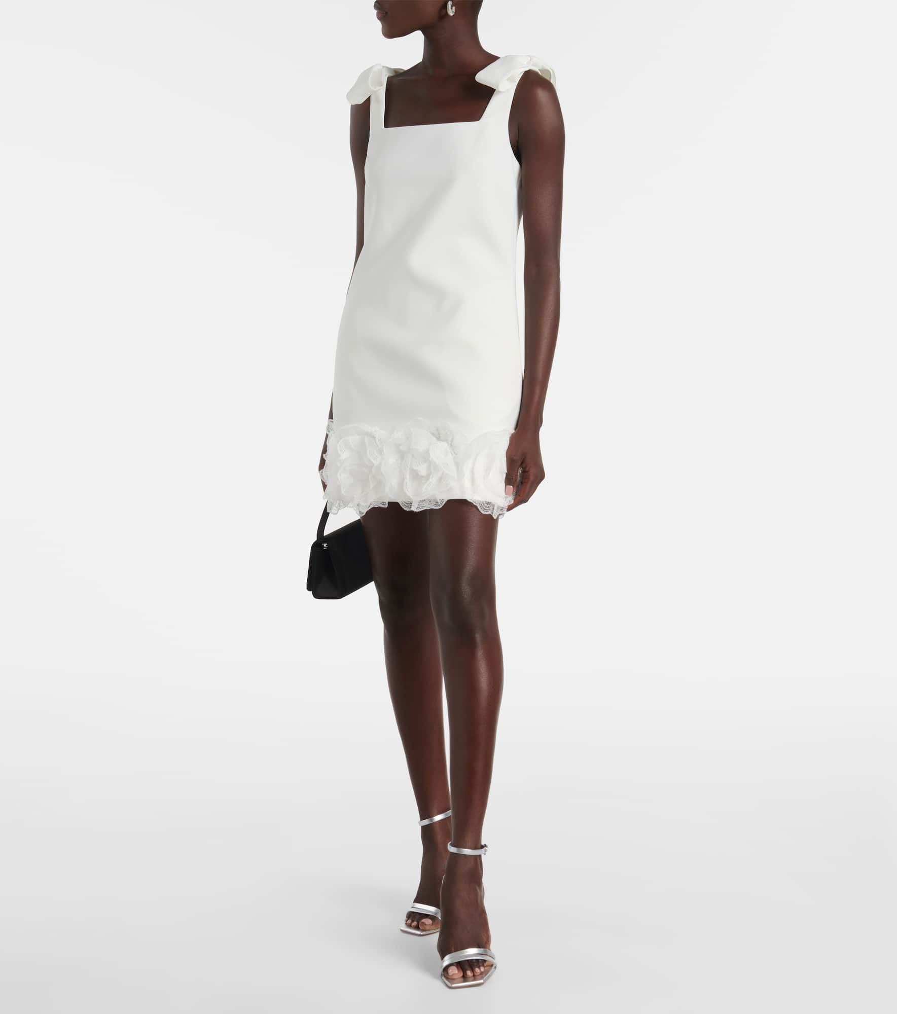 Bridal floral-appliqué crêpe minidress - 2