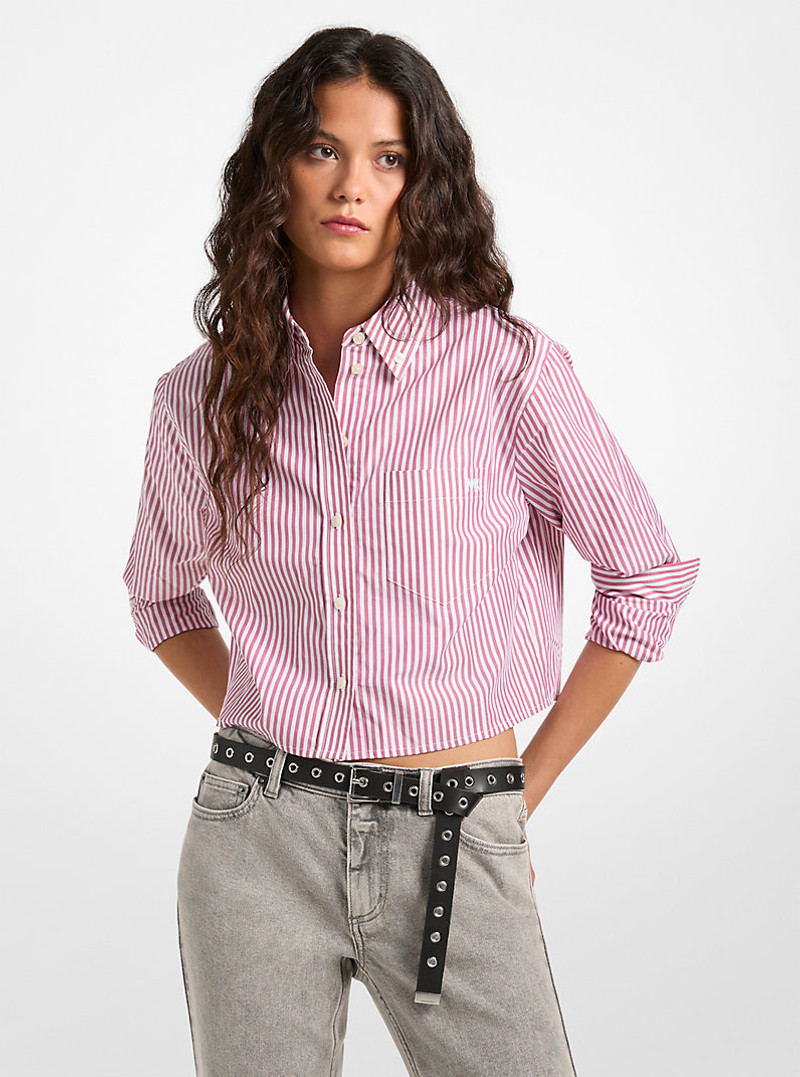 Striped Cotton Poplin Cropped Oxford Shirt 1