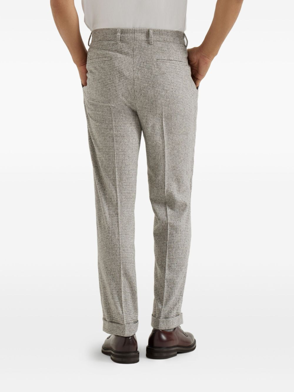 pleated-front check-pattern trousers - 4