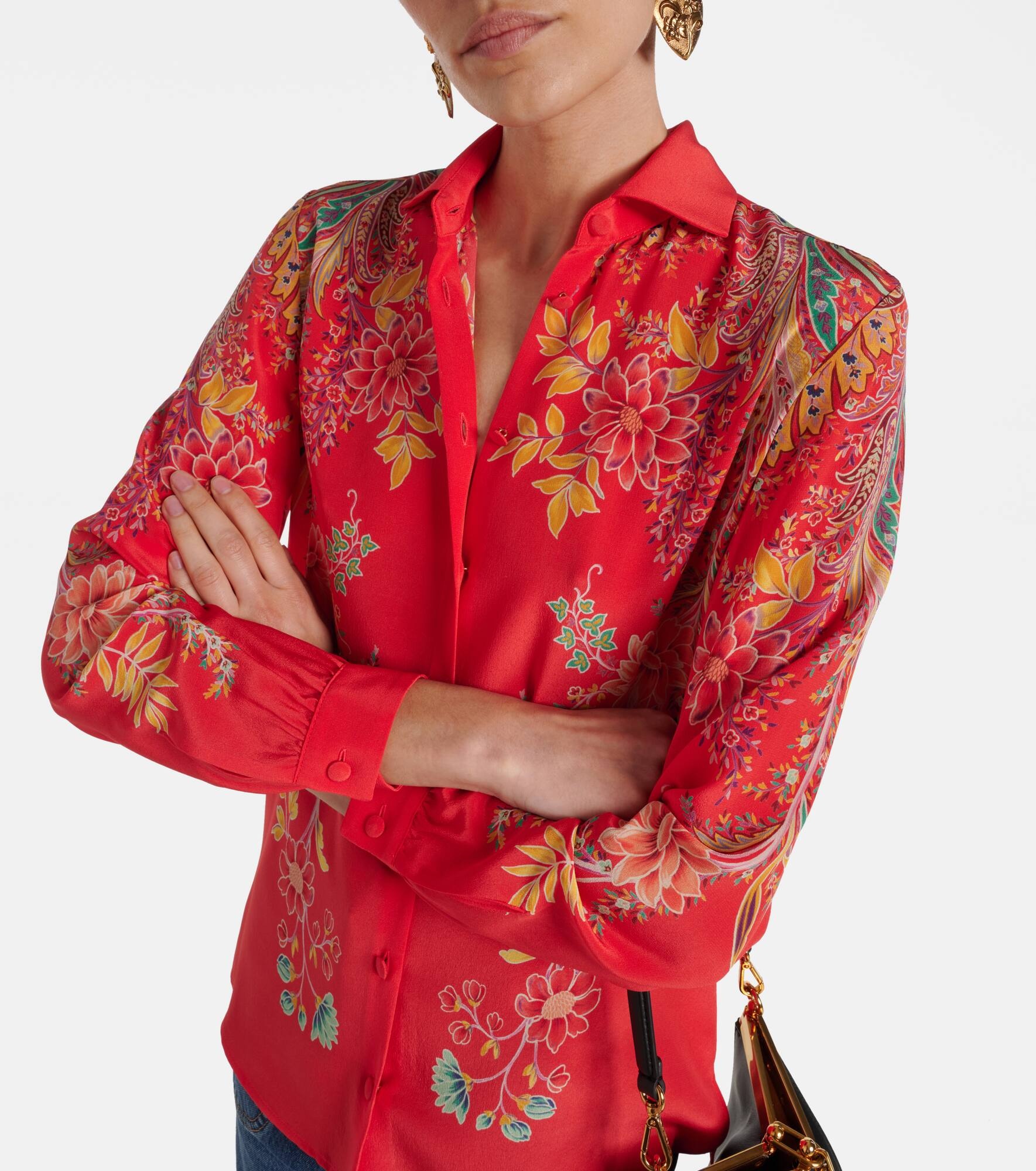 Floral silk crêpe de chine shirt - 6