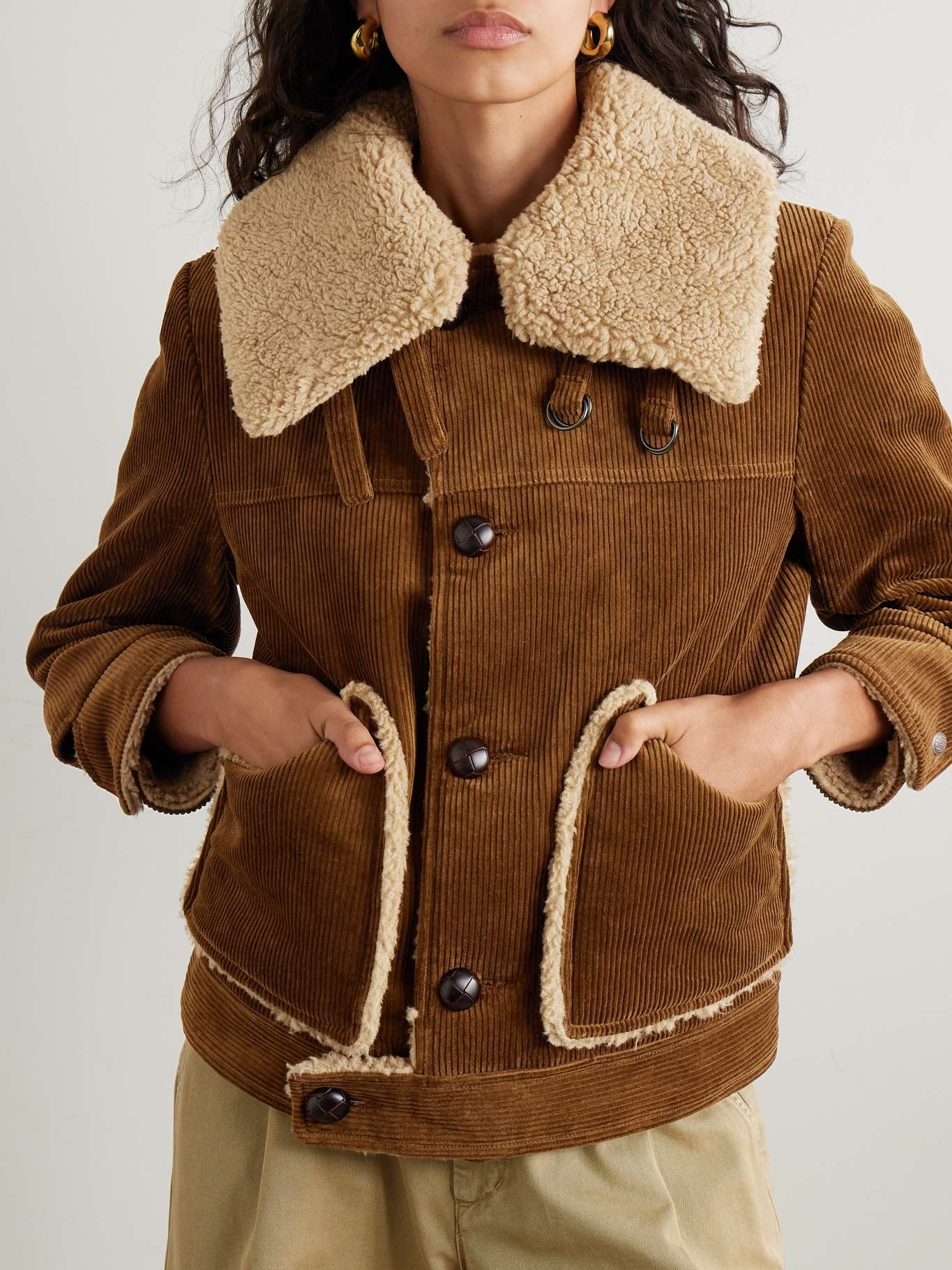 Faux shearling-lined cotton-corduroy jacket - 3