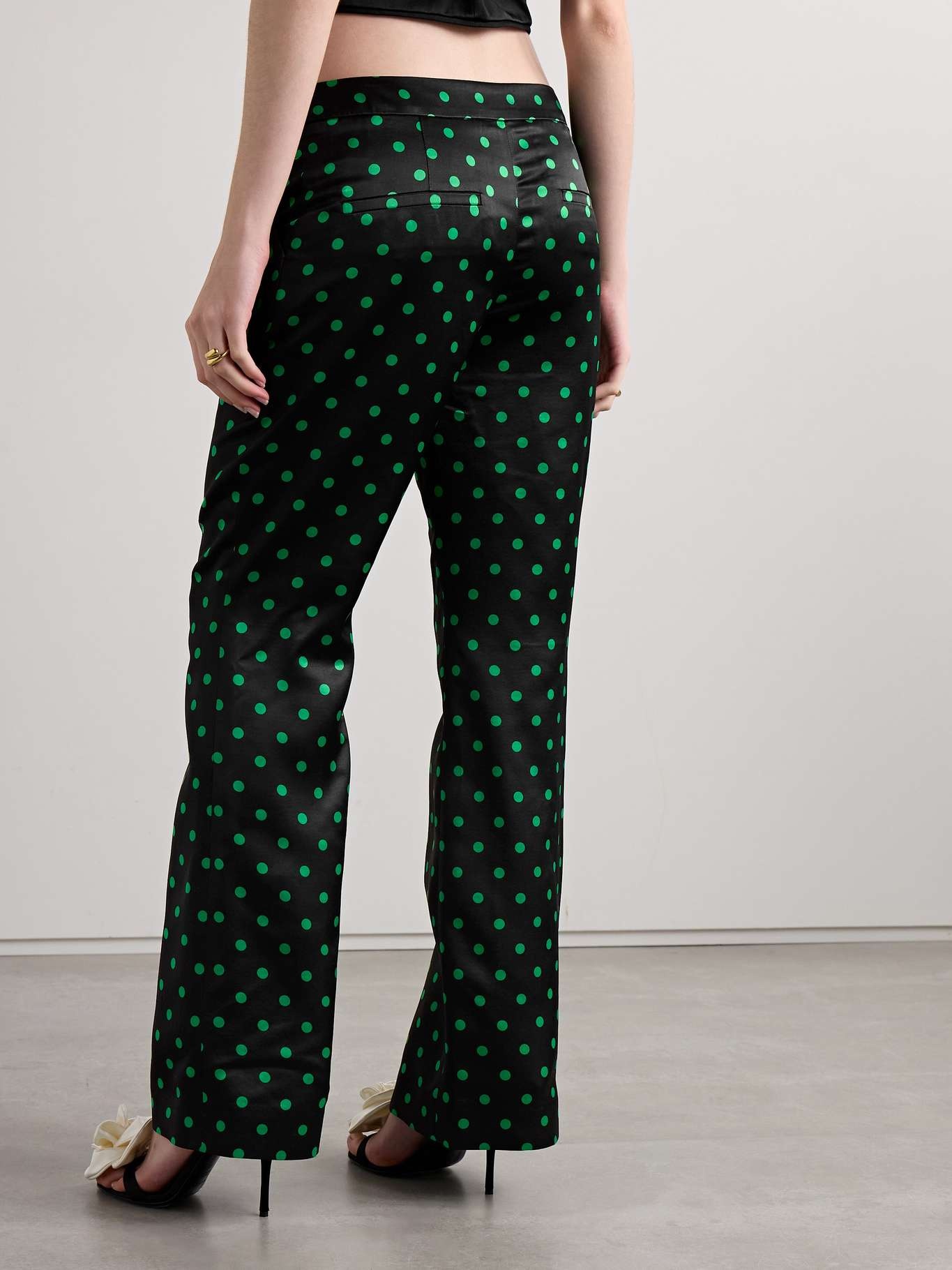 Polka-dot duchesse-satin flared pants - 3