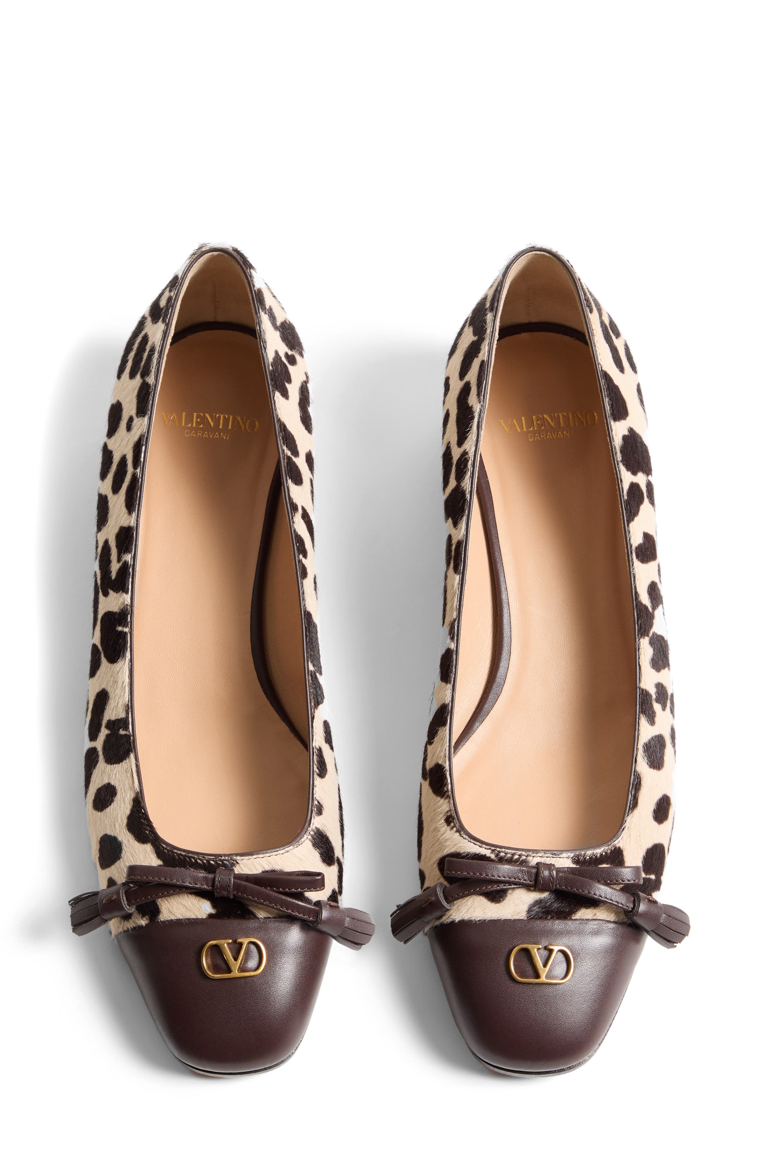 Valentino Garavani Valet du Roi Genuine Calf Hair Ballet Flat in Natural Print Calf Hair/Brown at No - 5