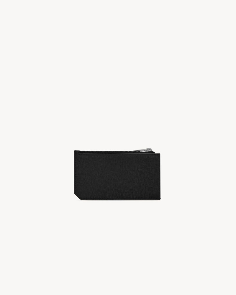 SAINT LAURENT SAINT LAURENT PARIS FRAGMENTS ZIPPED CARD CASE IN GRAIN DE POUDRE LEATHER outlook