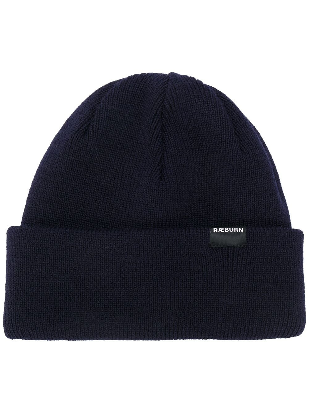 ribbed-knit logo patch beanie - 1