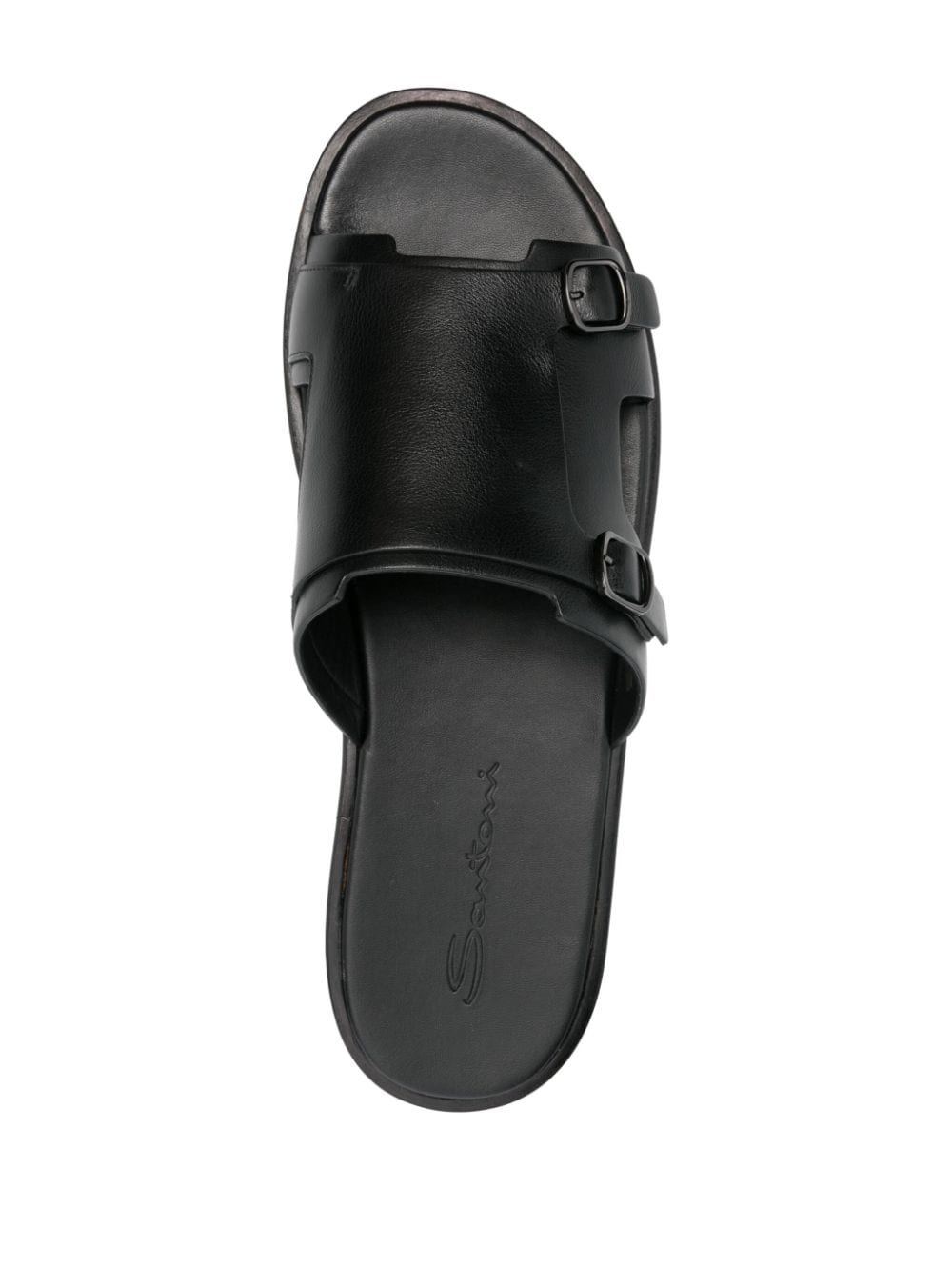 double-buckle leather sandals - 4