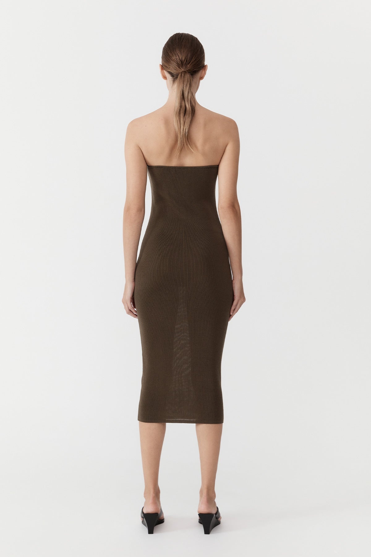 90s Strapless Knit Midi Dress - Kelp - 3
