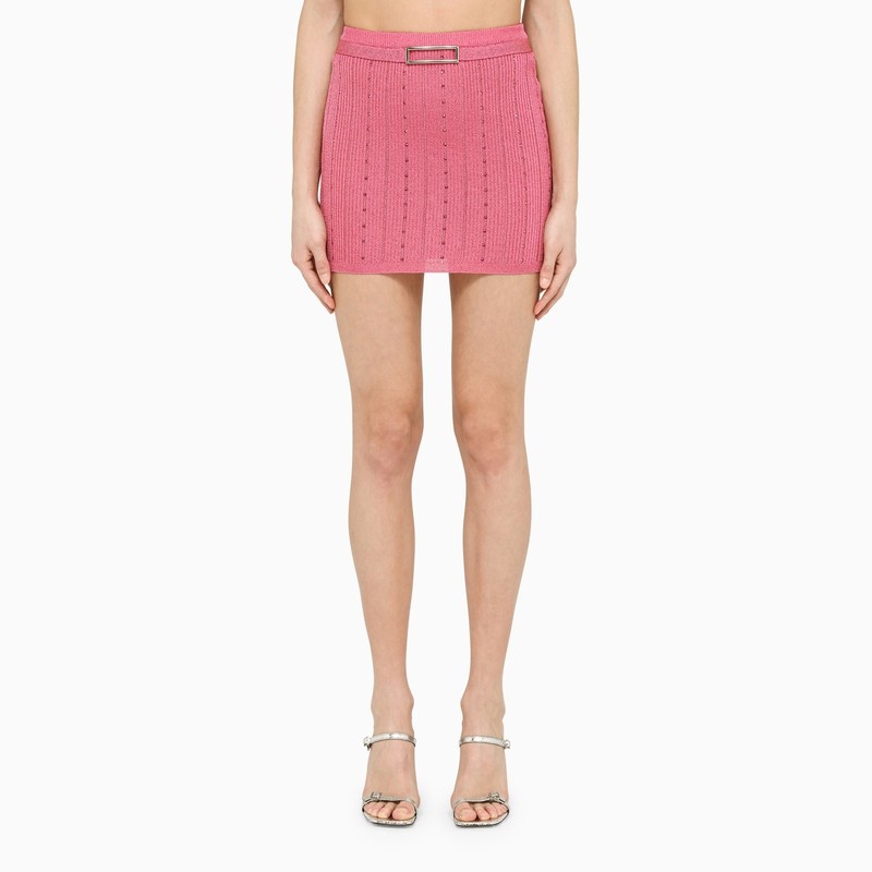 Pink skirt with rhinestones - 1