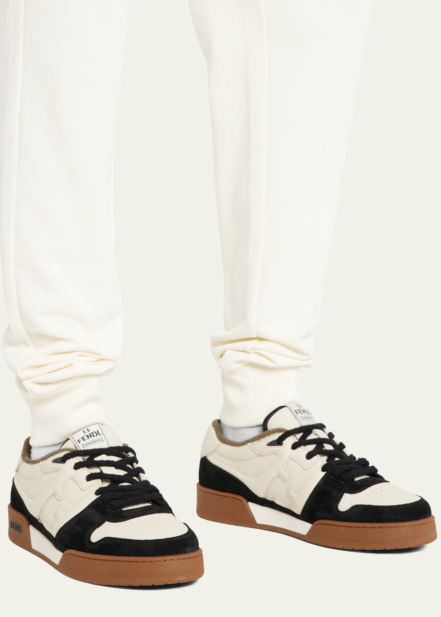 Men's Leather FF-Logo Low-Top Sneakers - 2