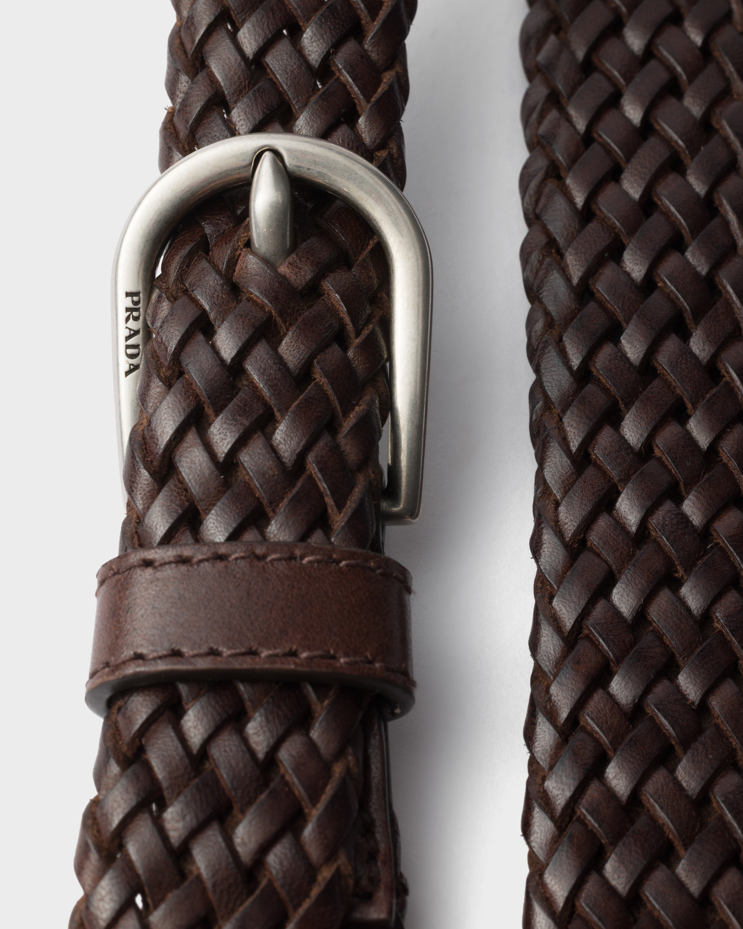 Narrow braided leather belt - 2