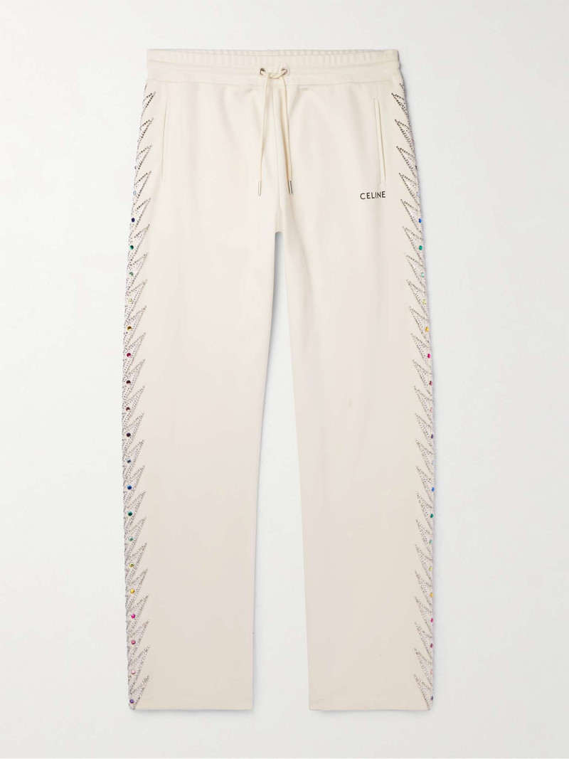 Straight-Leg Embellished Jersey Track Pants 1