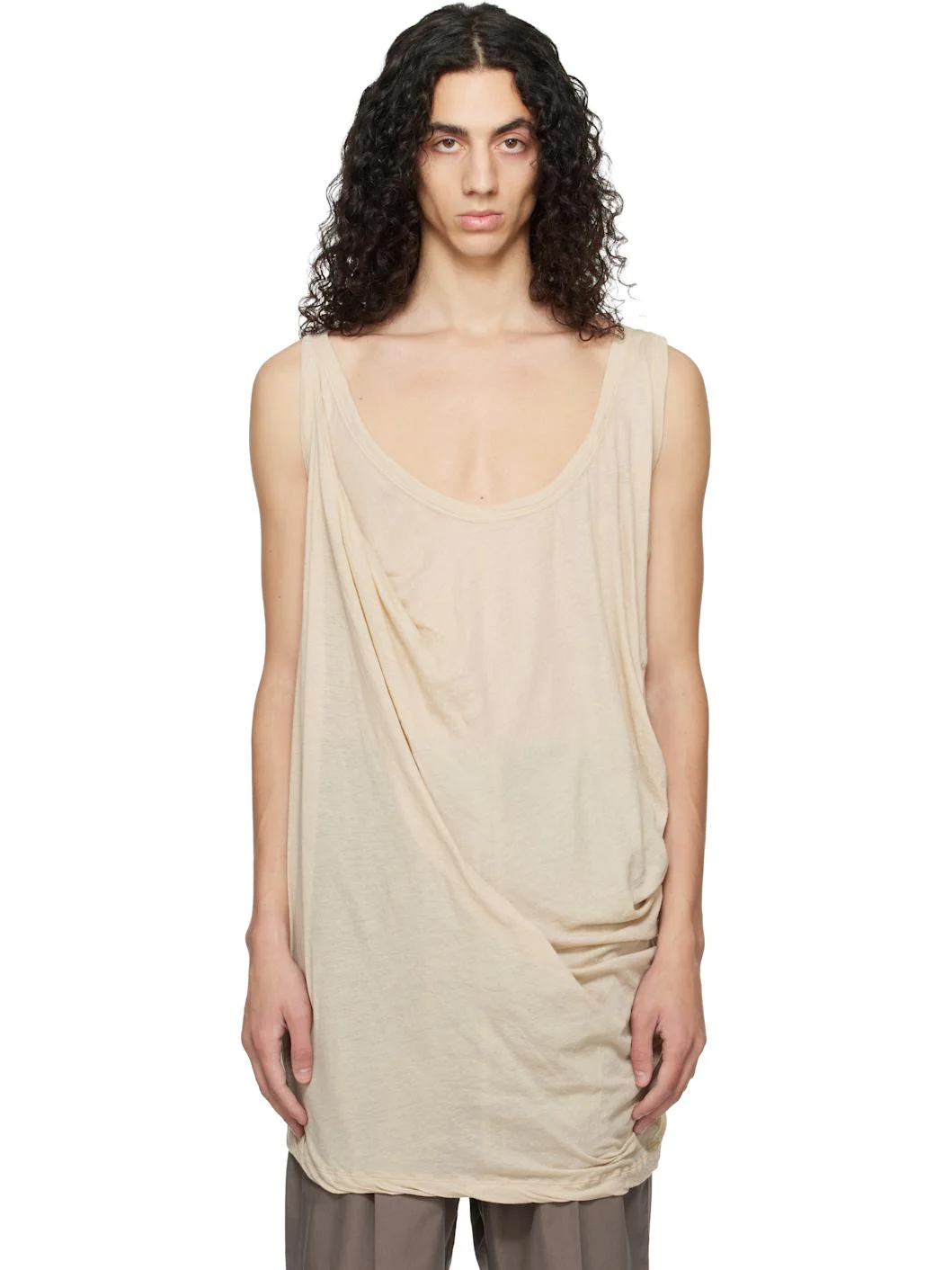 Beige Temple Pony Tank Top - 1
