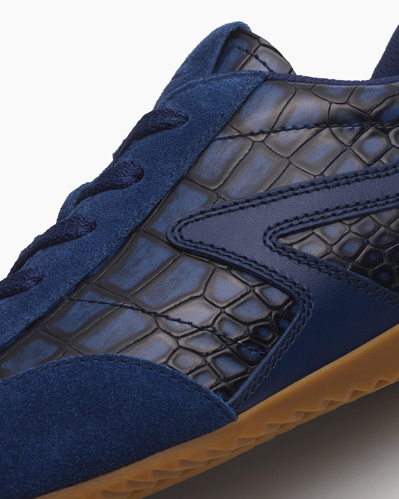 Ultra Slim Retro Runner Sneakers Embossed Leather & Suede 6