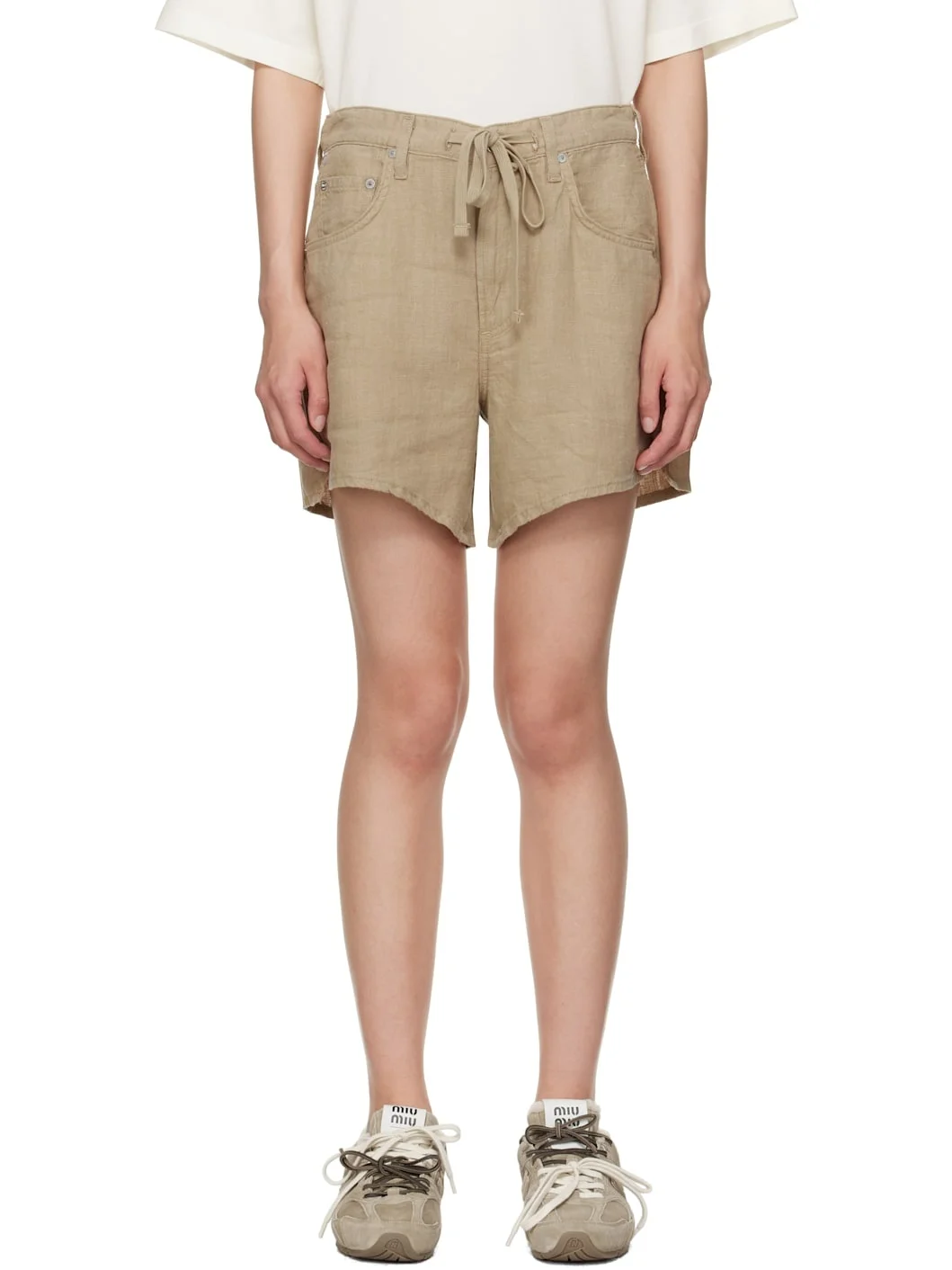 Khaki Brynn Drawstring Shorts - 1