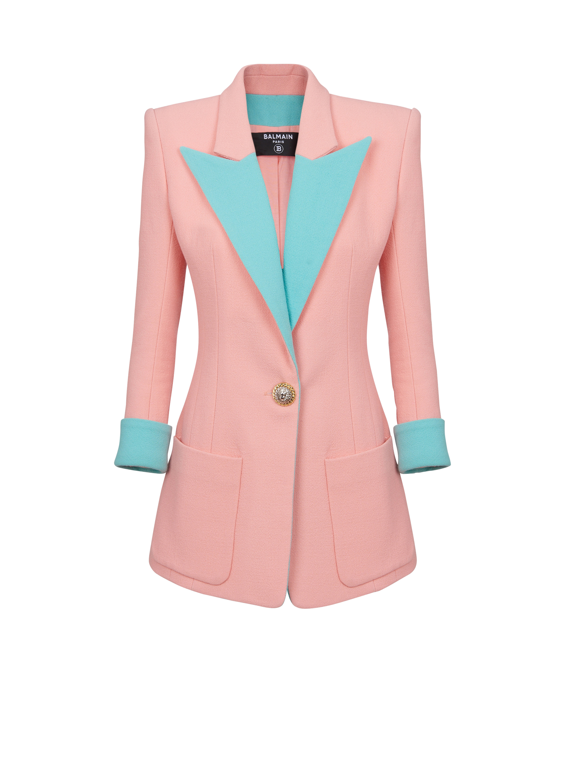 1-button double crepe two-tone jacket - 1