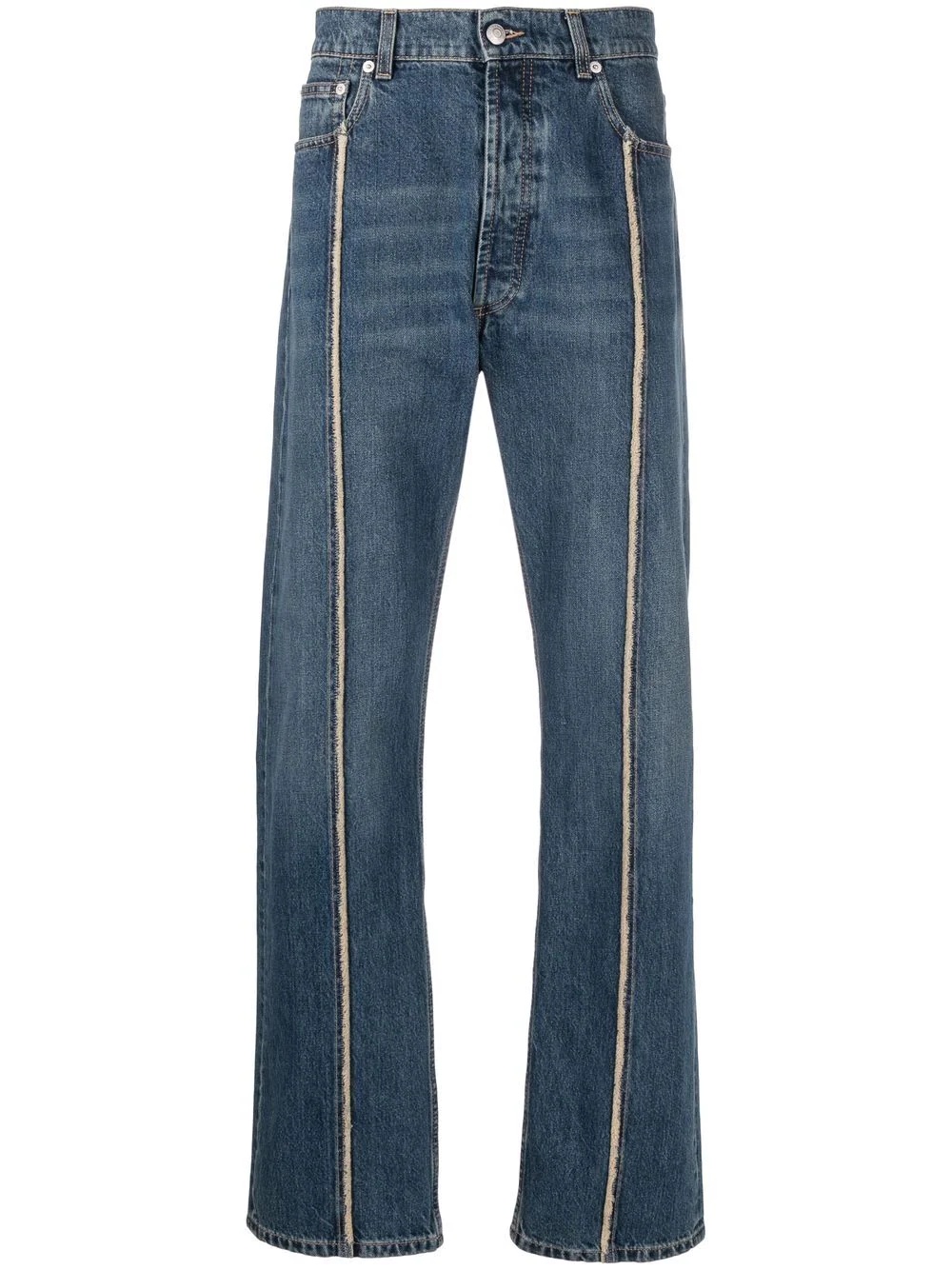 contrast piping straight-leg jeans - 1