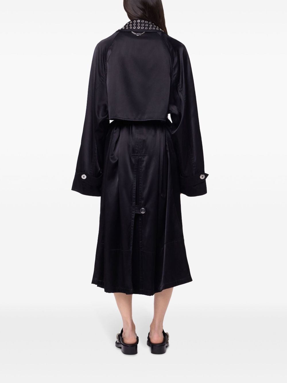 eyelet-detail trench coat - 4