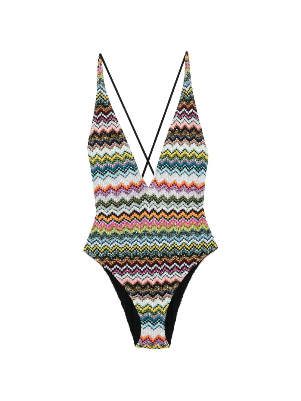 chevron V-neck swimsuit - 1