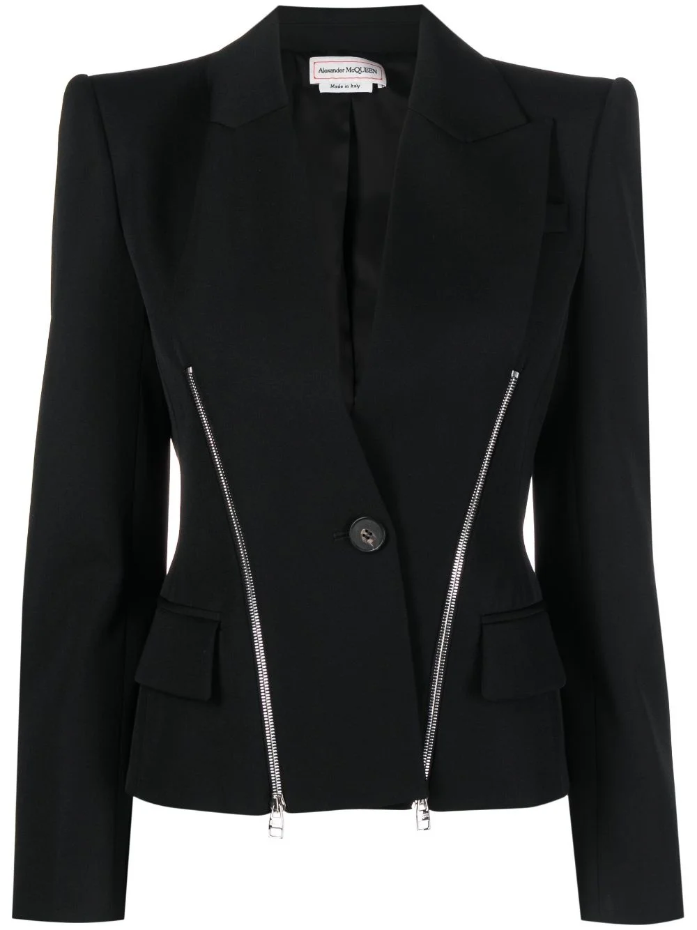 zip-embellished single-breasted blazer - 1