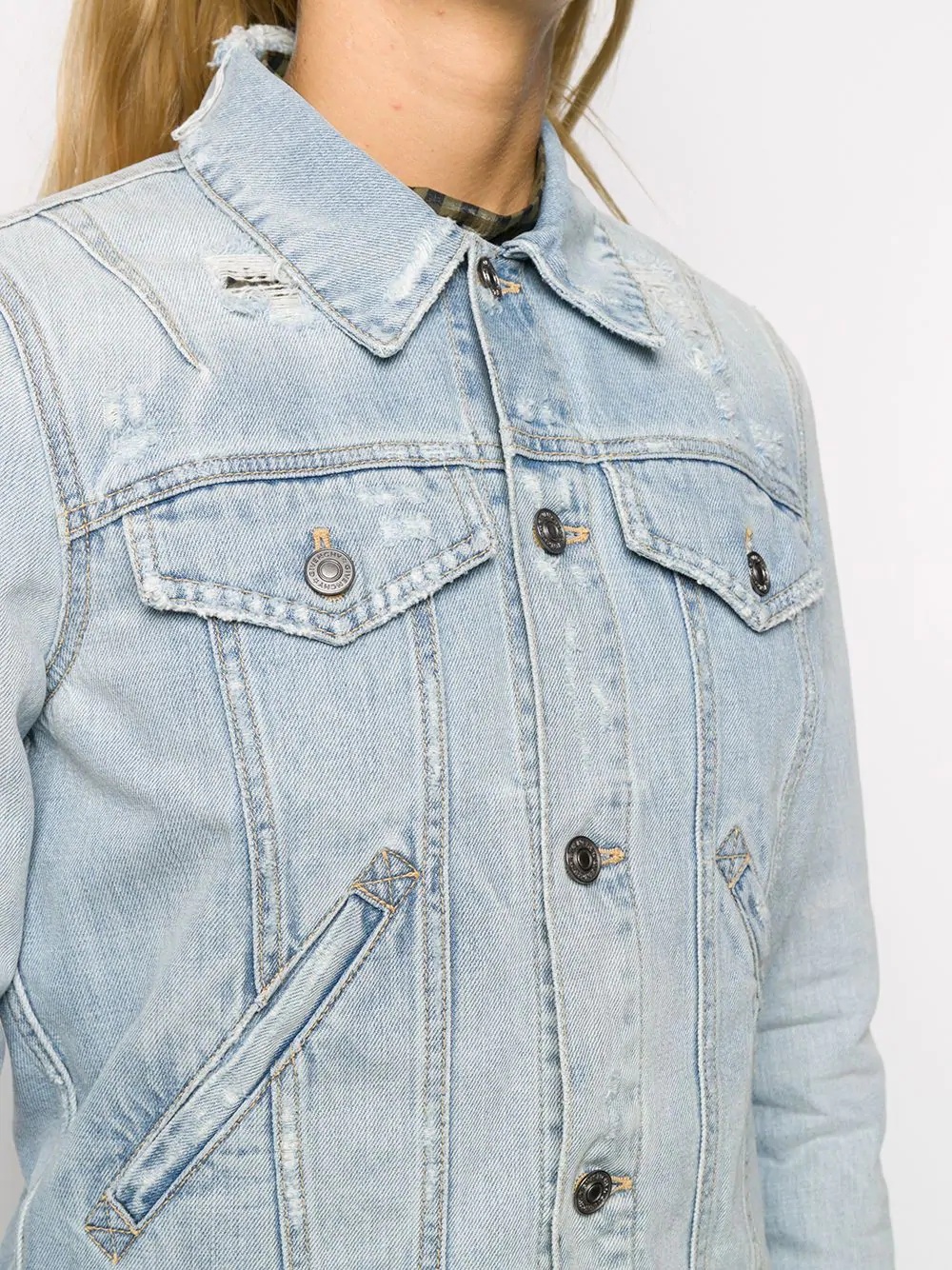 distressed denim jacket - 5