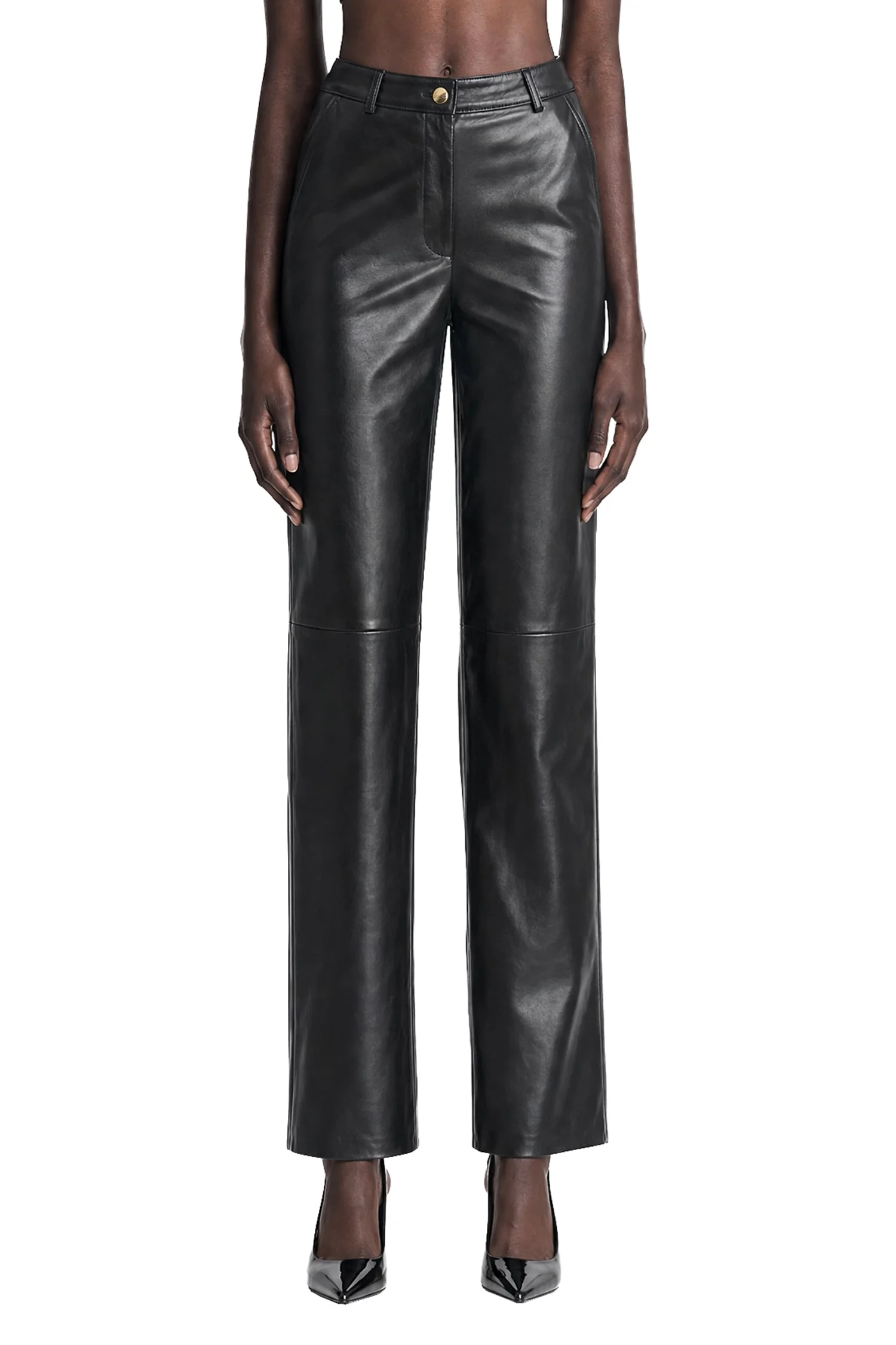 Nappa Leather Barrel-leg Trousers - 1