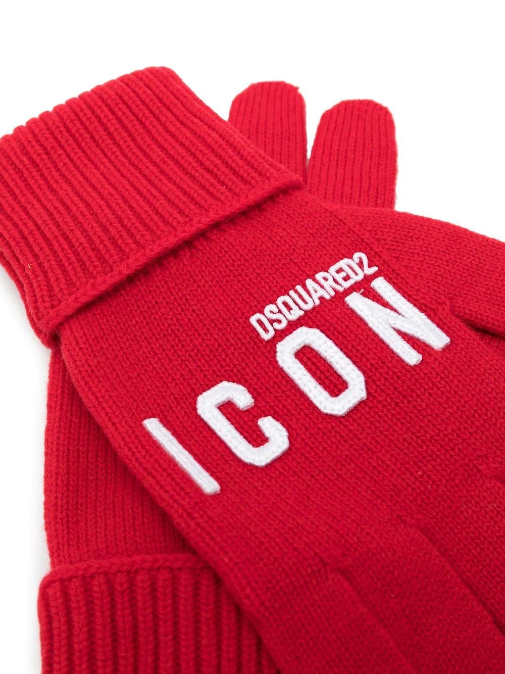 logo-appliqué wool gloves - 2