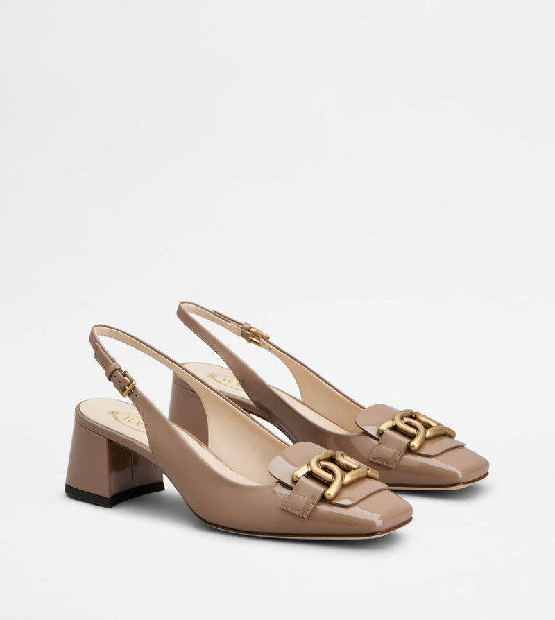 KATE SLINGBACK PUMPS IN PATENT LEATHER - BEIGE 3
