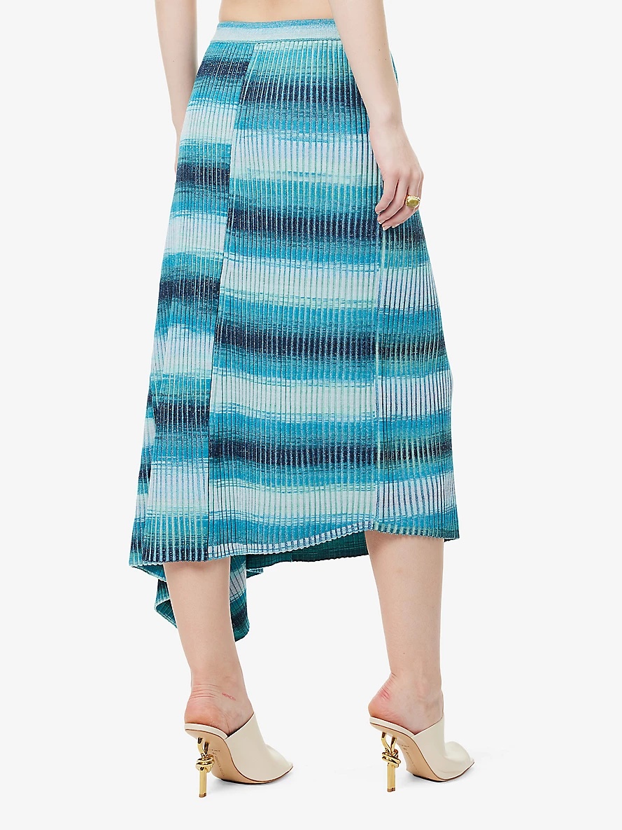 Caelan colour-block rayon-blend knitted midi skirt - 4