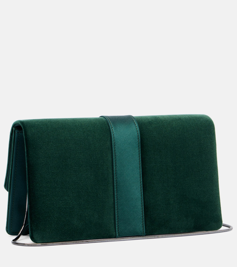 Manolo Blahnik Capri embellished velvet clutch outlook