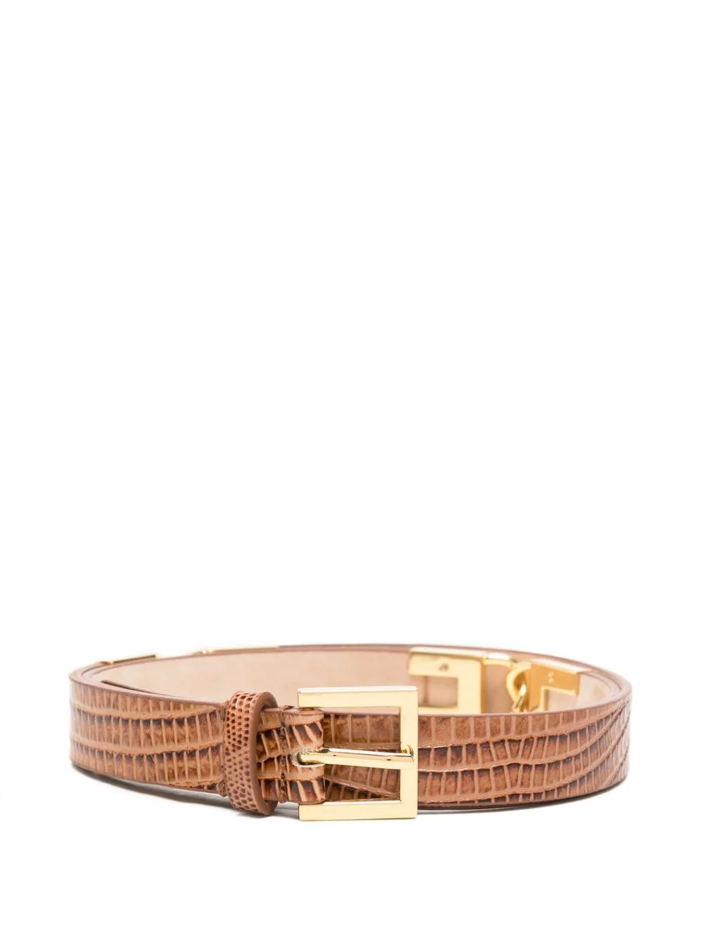 crocodile-effect leather belt - 1