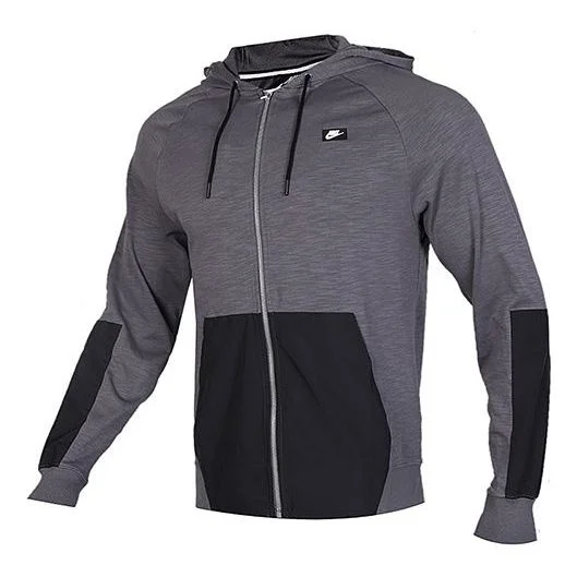 Nike Colorblock Sports Running hooded Drawstring Jacket Gray CI9585-021 - 1