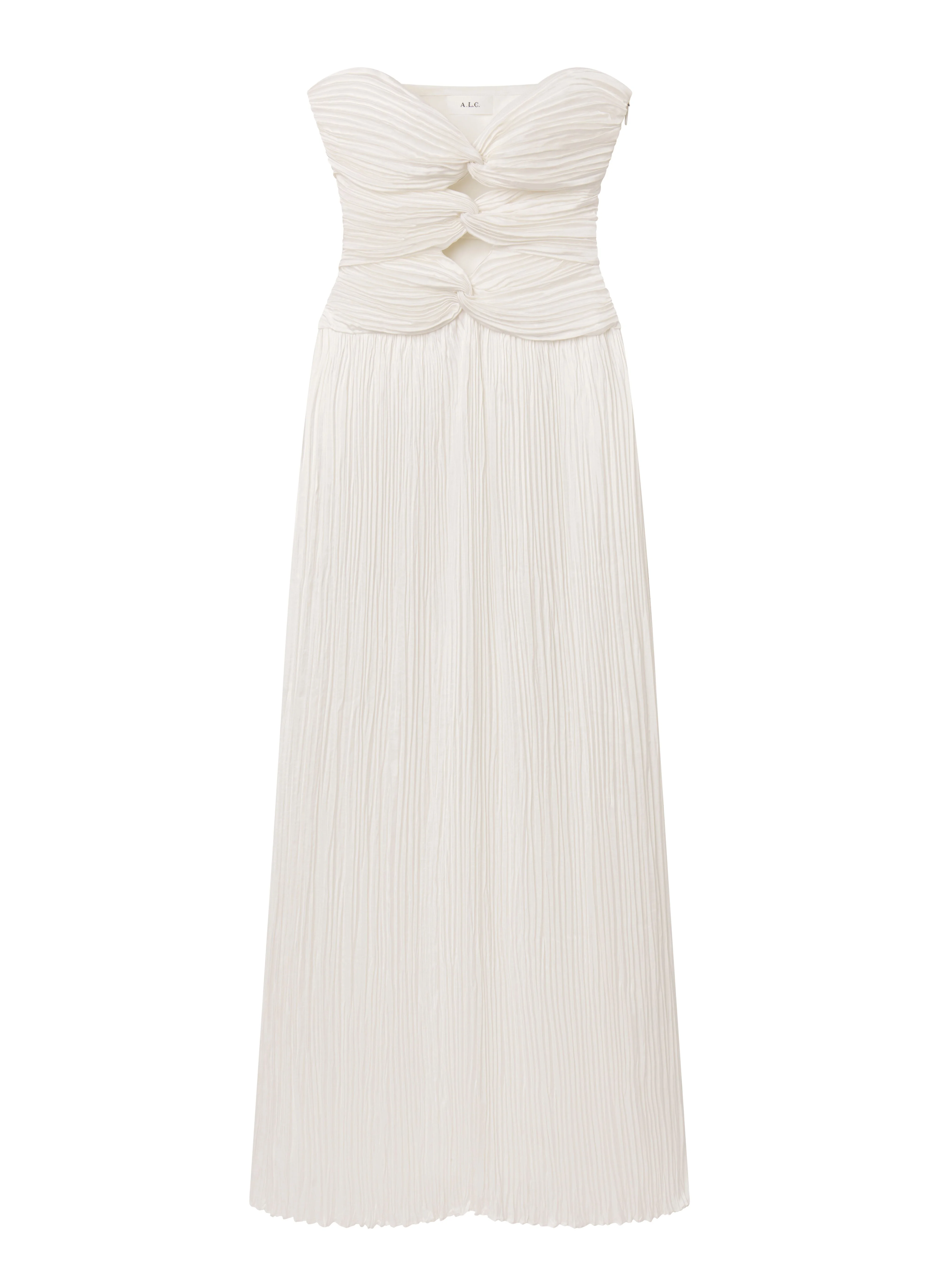 Brynn Strapless Pleated Satin Maxi Dress - 1