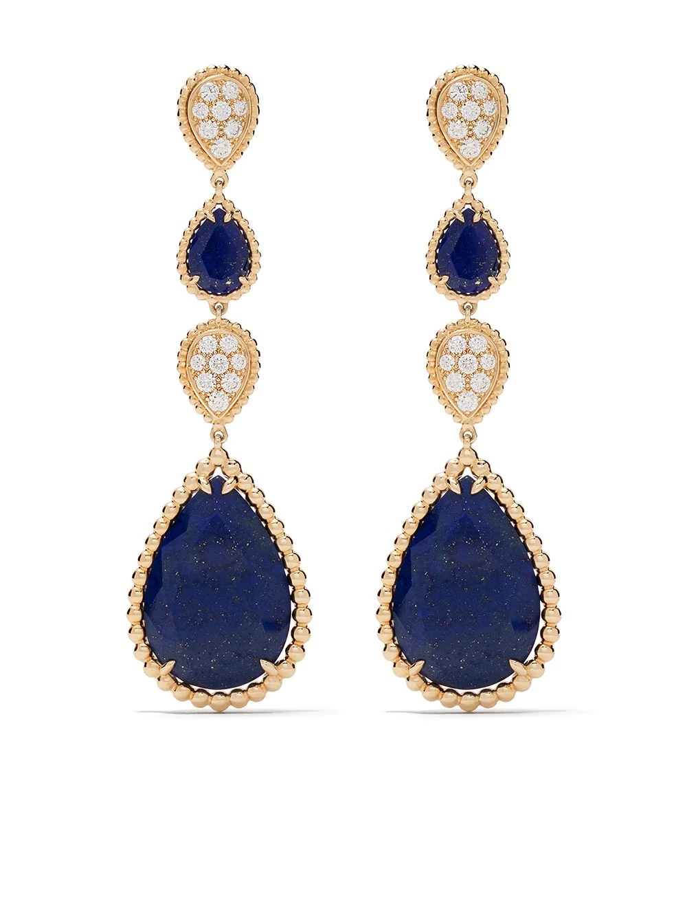 18kt yellow gold Serpent Bohème diamond and lapis lazuli motif S pendant earrings - 1