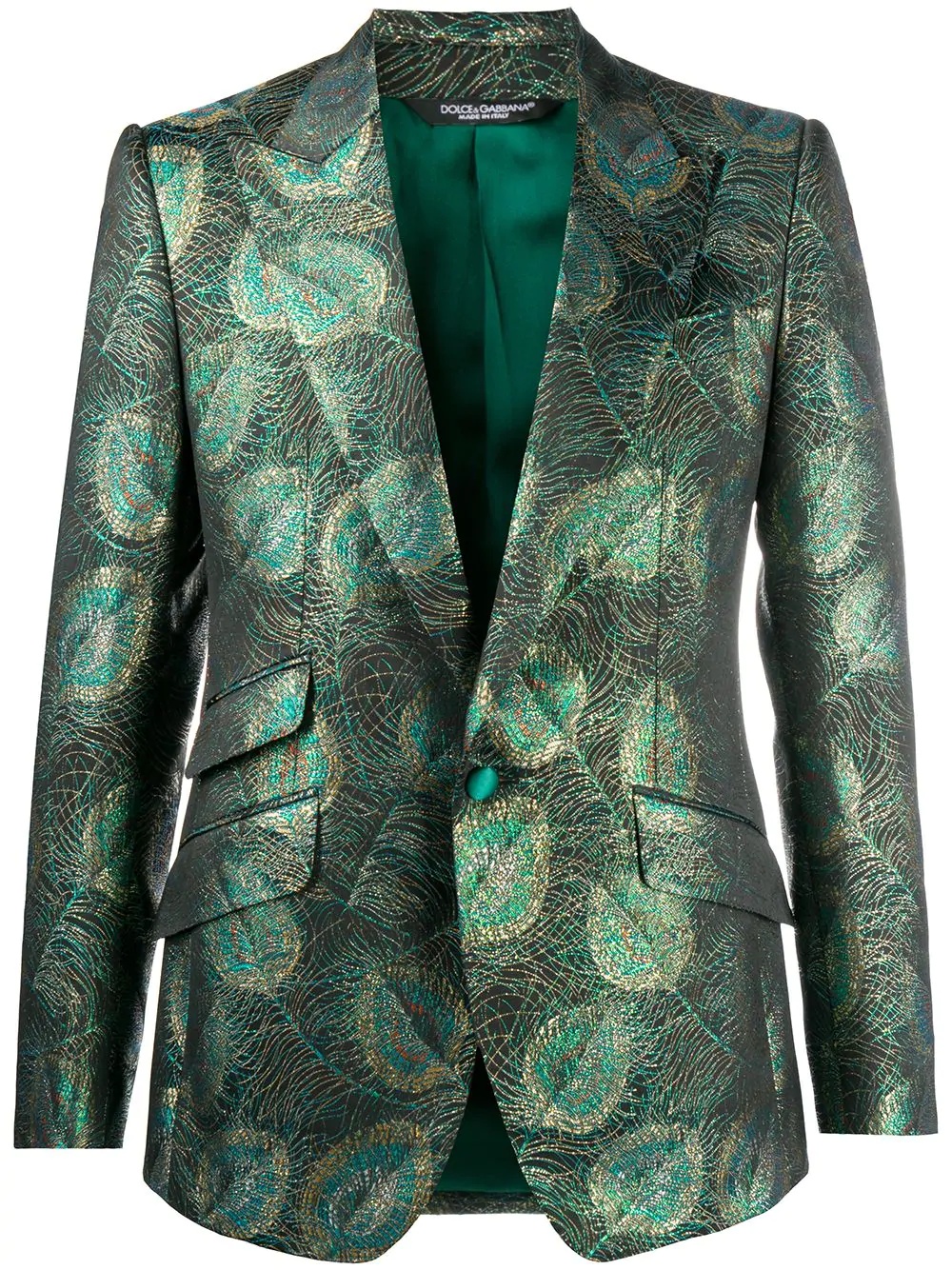 feather jacquard single-breasted blazer - 1