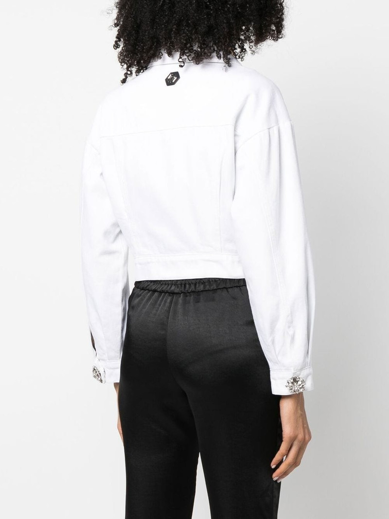 crystal button cropped denim jacket 4