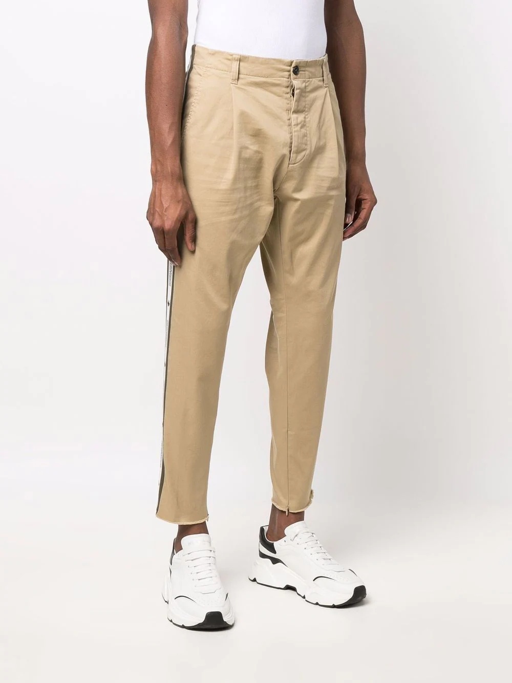 side stripe-print chino trousers - 3