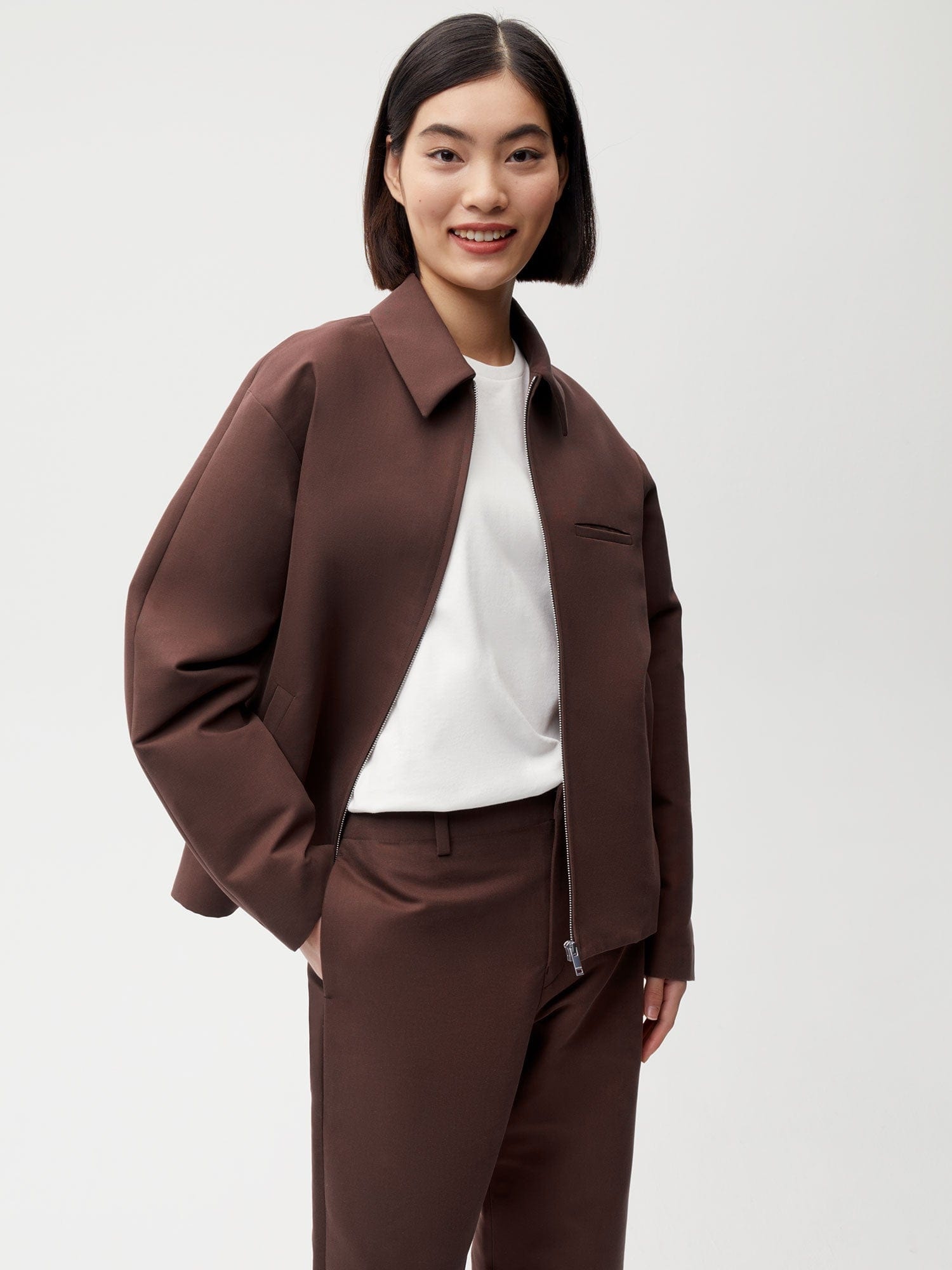 Womens Organic Cotton Harrington Jacket - Chestnut Brown - 3
