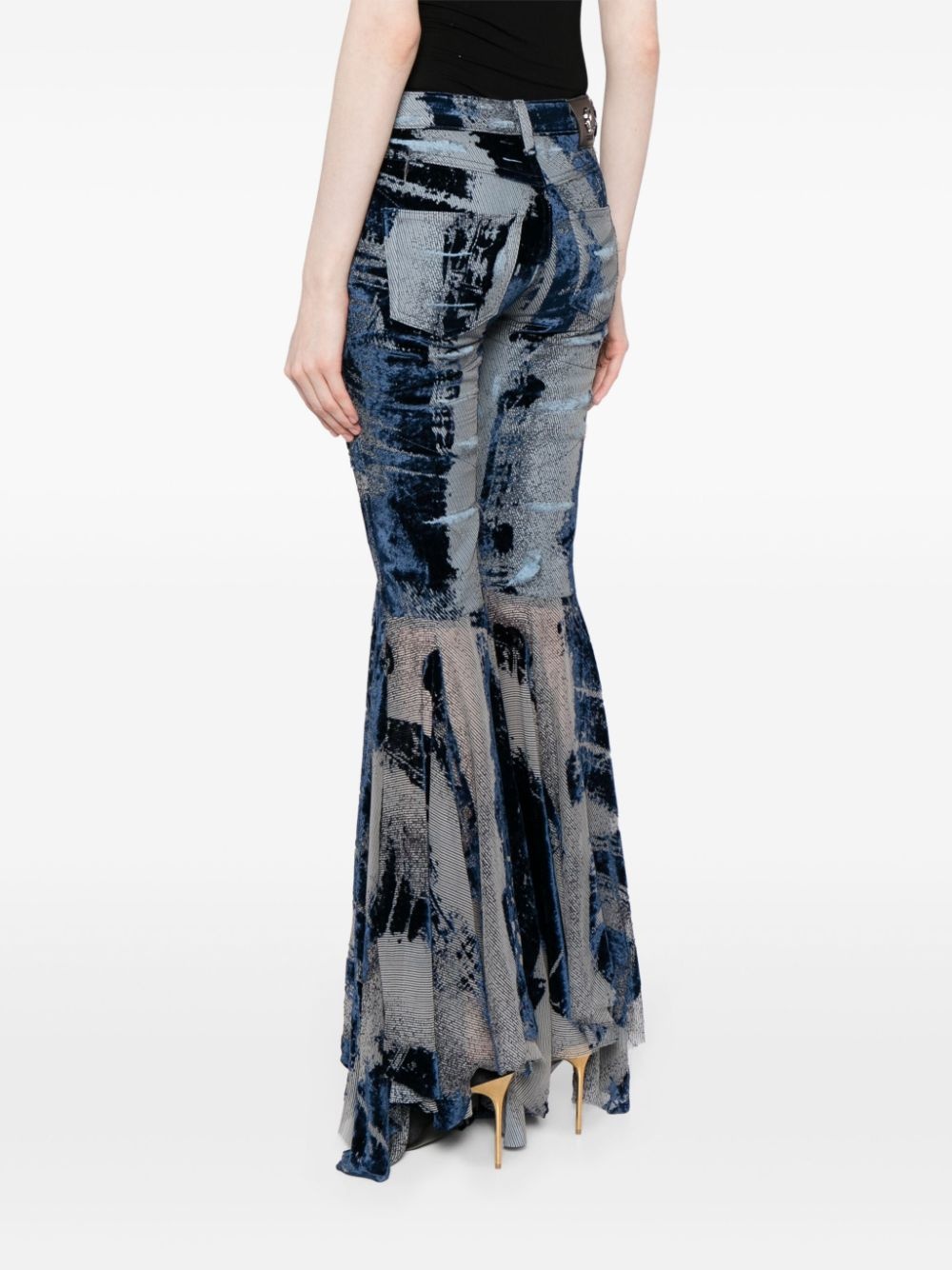 distressed flared trousers - 4