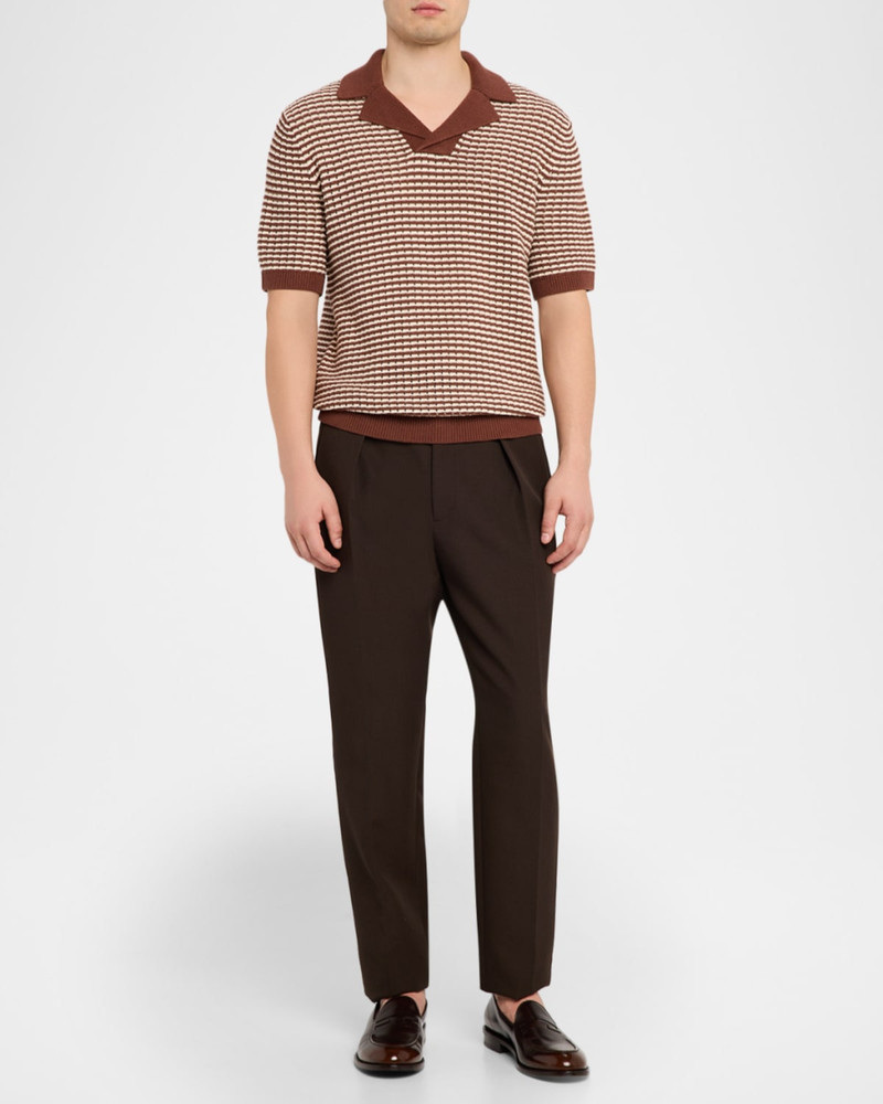 REISS Men's Icarus Cotton Textured Knit Stripe Polo Shirt outlook