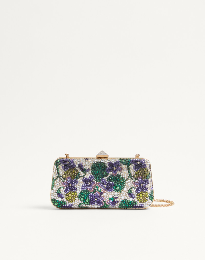 CARRY SECRETS MINAUDIERE WITH RHINESTONE FLORAL MOTIF 1